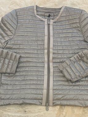 SAVE THE DUCK Silver-Light Gray Quilted Zip Jacket